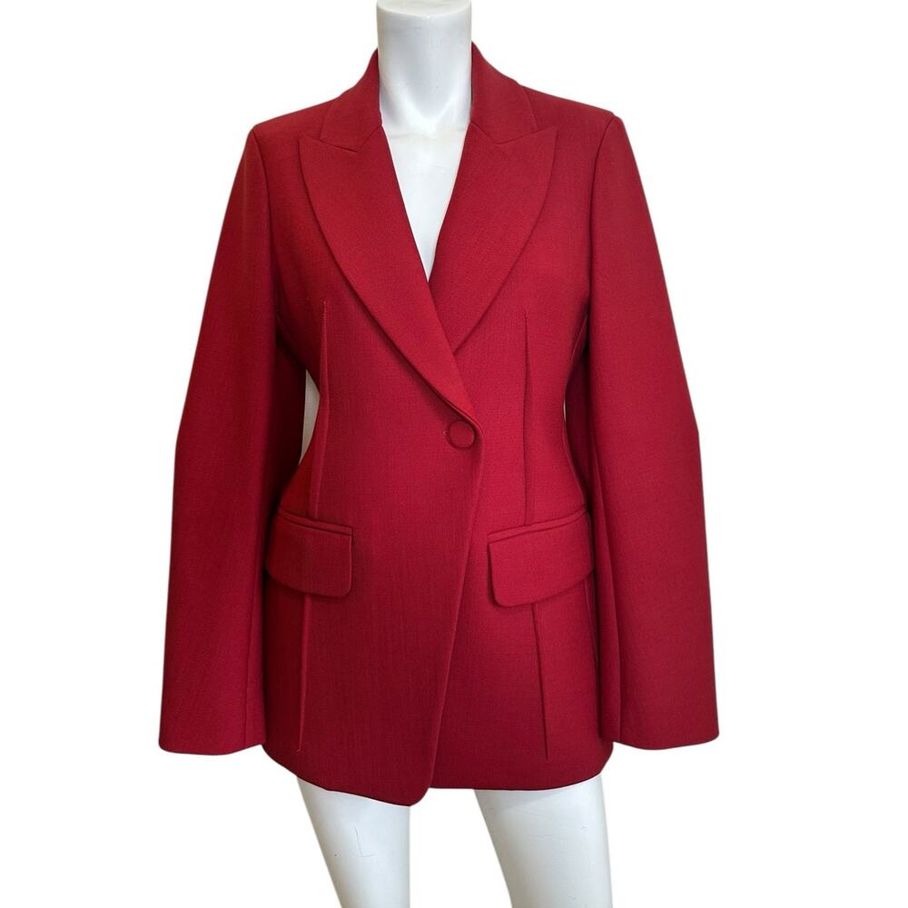JOSEPH London Red Tailored Wool Blazer Coat Womens Sz 38=6 Designer Jacket NWOT - Picture 2 of 10